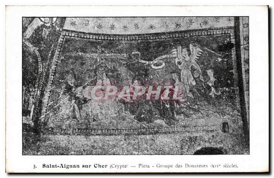 Saint-Aignan sur Cher — Crypte — Pieta — Groupe des Donateurs (xive siècle)
