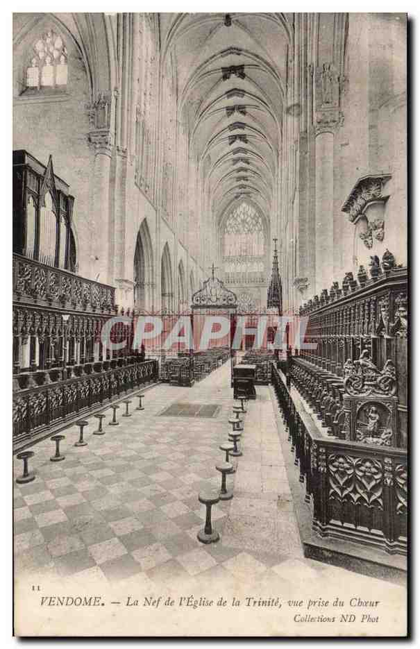 Vendôme — Kirchenschiff der Kirche der Dreifaltigkeit, Blick vom Chor aus — Collections ND Phot