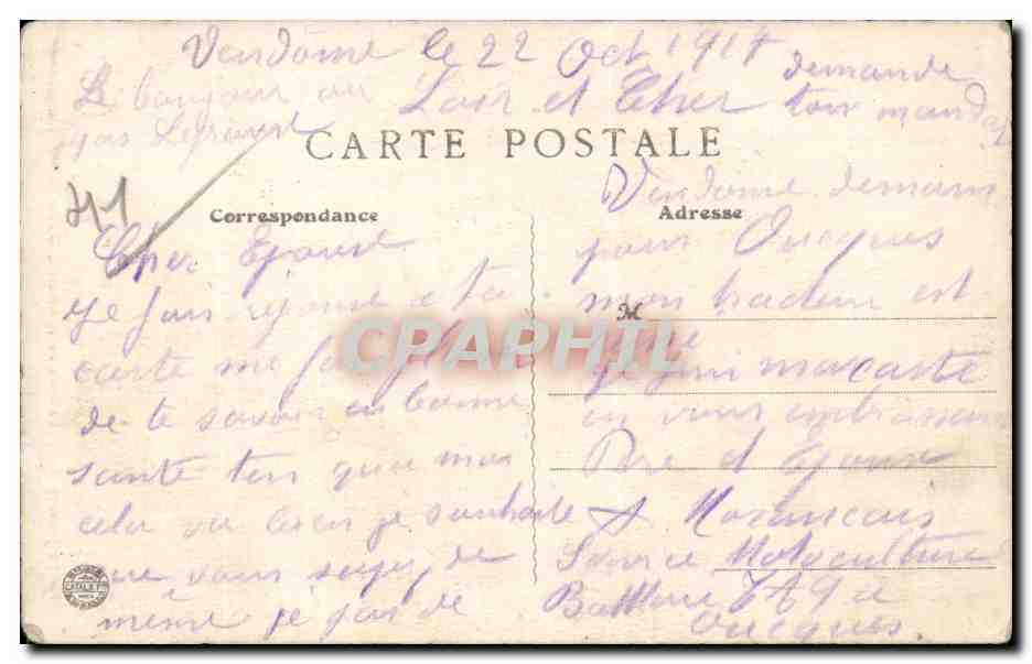 CPA Vendome Convoi des prisonniers Francais arrivant a Vendome le 12 janvier 1871 — Rückseite
