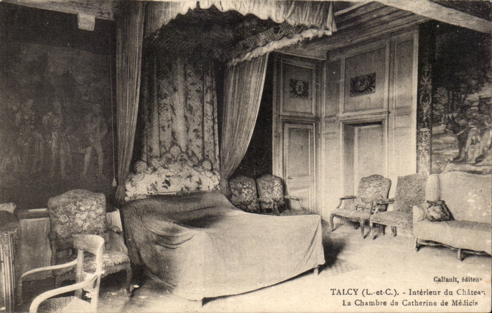 Talcy (Loir-et-Cher) — Intérieur du Château, La Chambre de Catherine de Médicis — éditeur Gallault