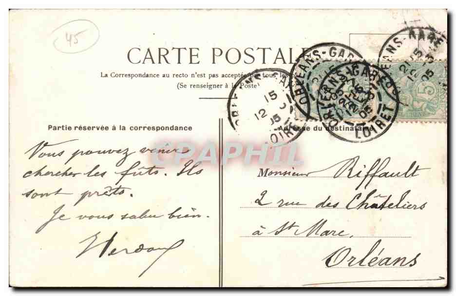 CPA Orleans Jardin de l'hotel de ville — Rückseite