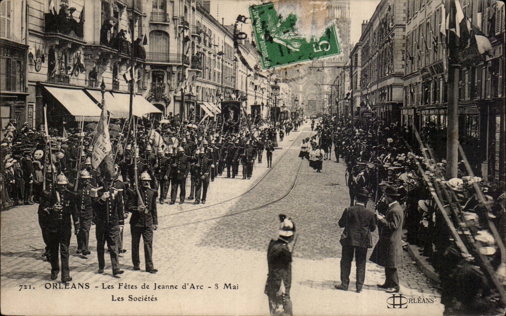 CPA Orleans Les fetes Jeanne d'Arc 8 mai Les societes Pompiers Firemen