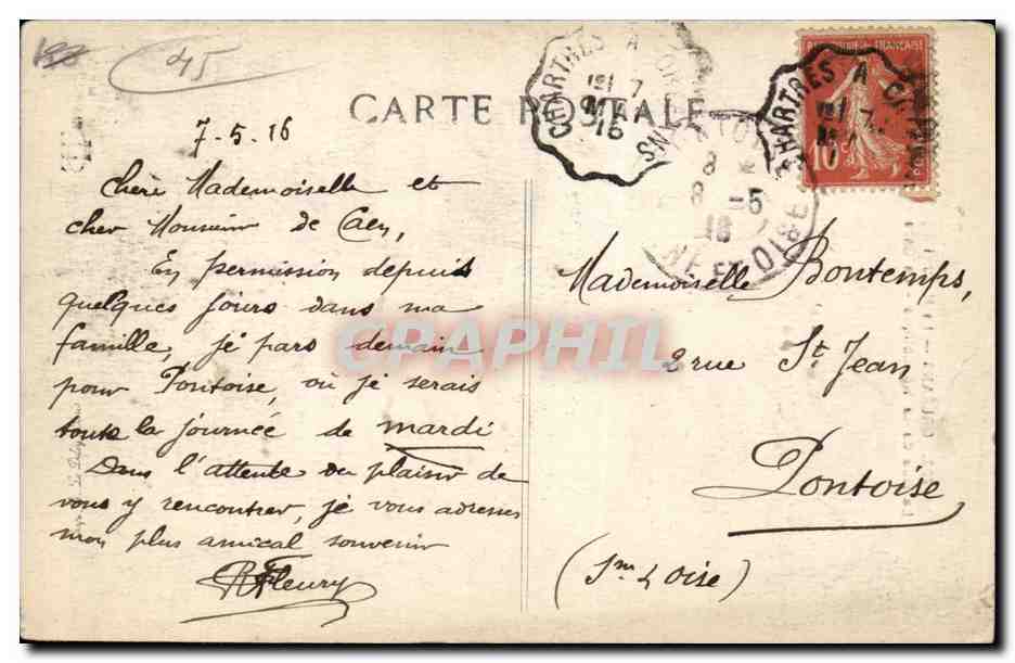 CPA Orleans La Martroi La rue de la Republique La gare — Verso