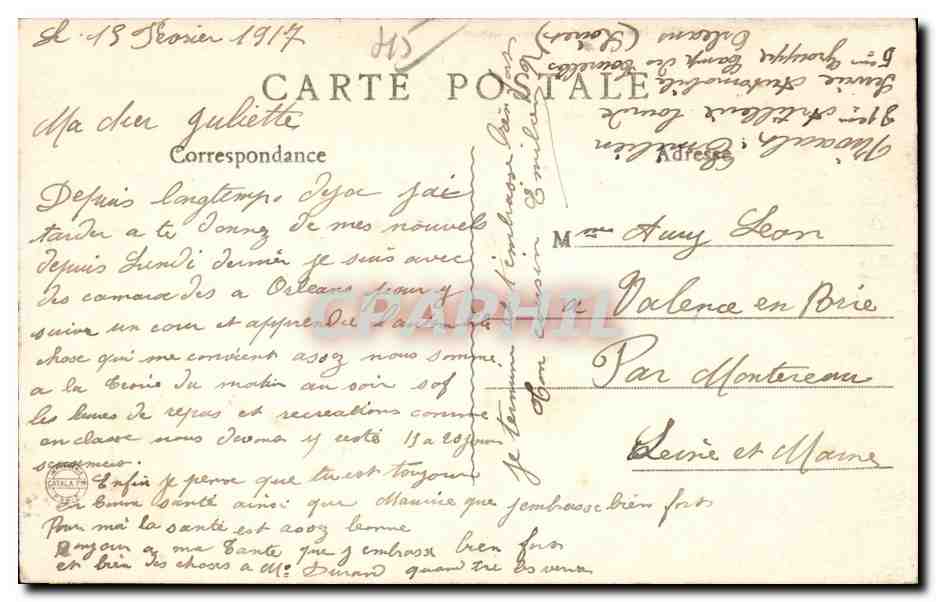 CPA Orleans Place du Martroi La rue de la Republique  — Verso