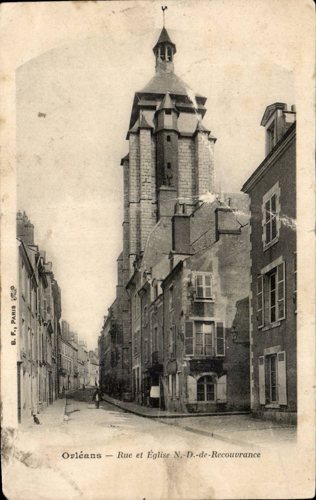 CPA Orleans Rue et eglise Nd de Recouvrance