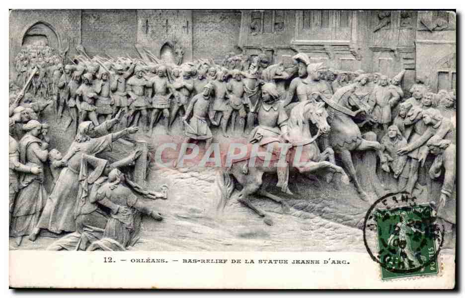 CPA Orleans Bas relief de la statue de Jeanne d'arc
