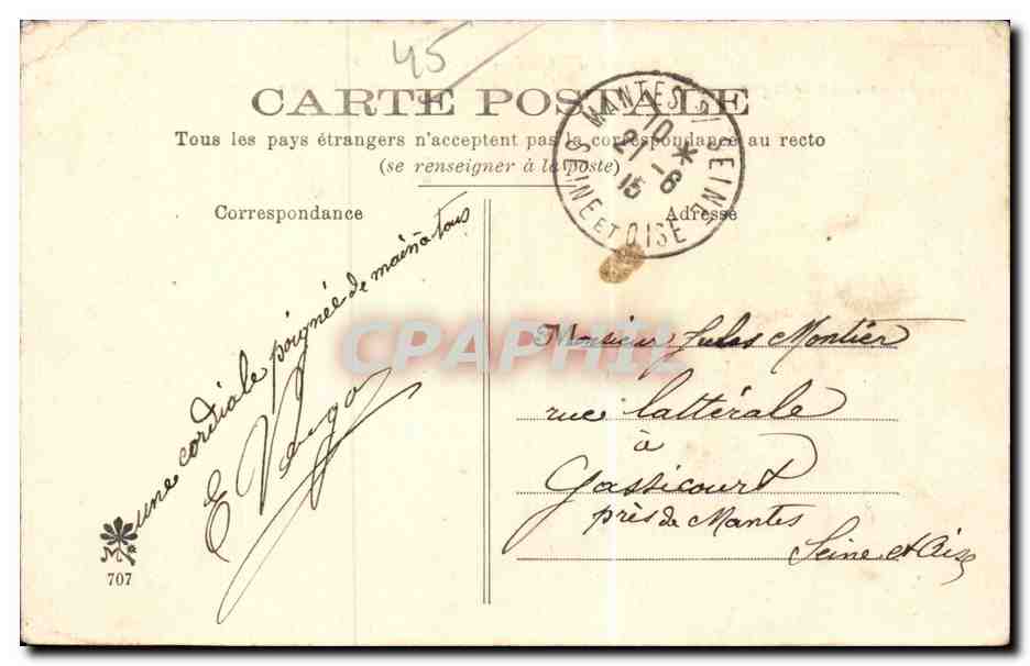 CPA Orleans Revue des troupes de la garnison par le General Millet Militaria — Verso