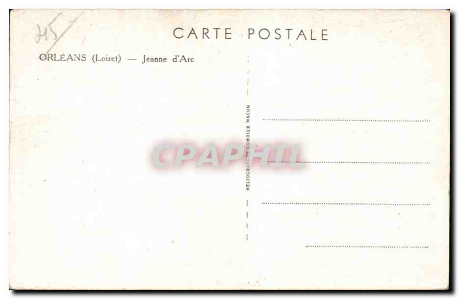 CPA Orleans Statue de Jeanne d'arc  — Verso