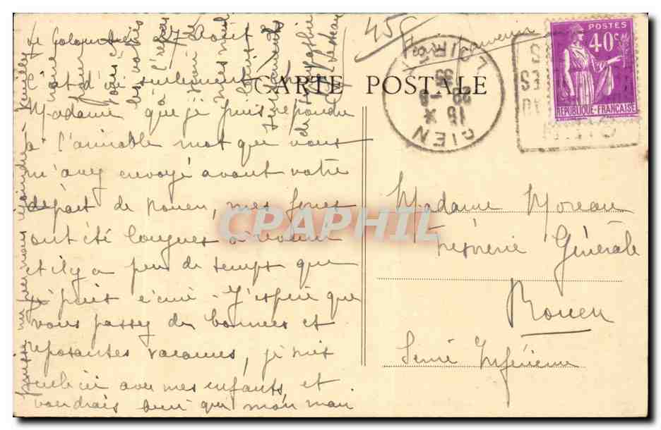 CPA Gien Port au bois Vue sur la Loire — Rückseite