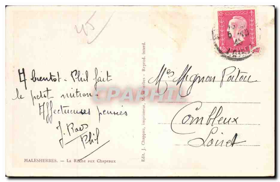 La Roche aux Chapeaux — Malesherbes — Verlag J. Chappas — Rückseite
