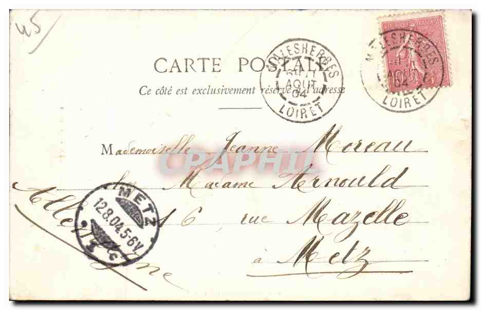 CPA Malesherbes L'Essonne — Rückseite