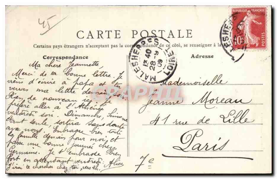 CPA Malesherbes Le chateau (d'apres une estampe) — Rückseite