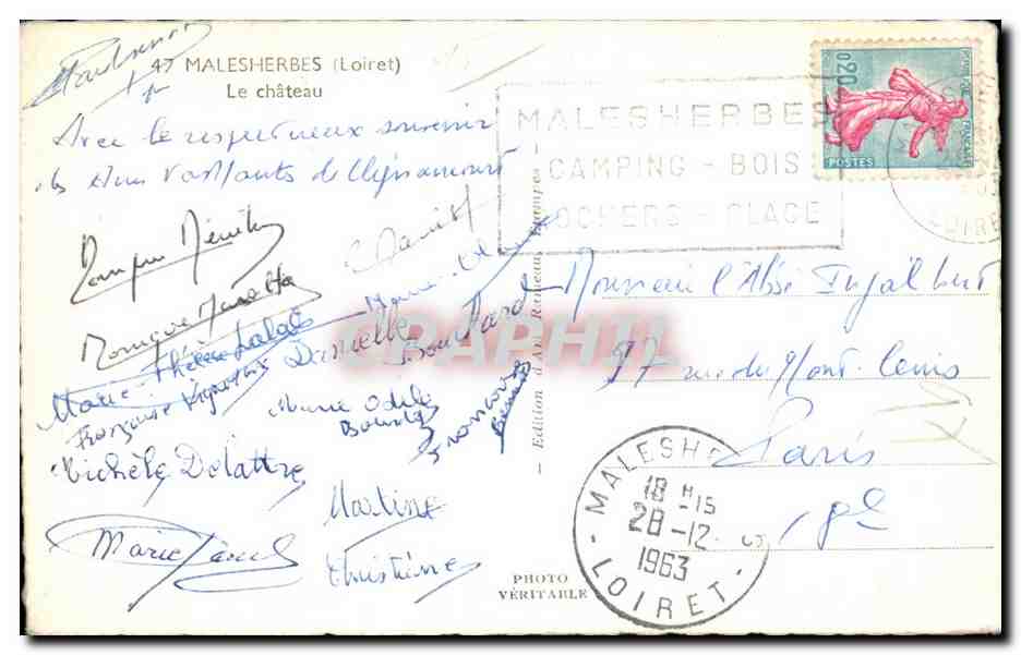 CPSM Malesherbes Chateau de Rouville — Rückseite