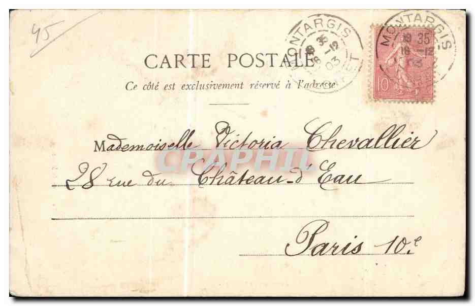 CPA Montargis Le chien de Montargis — Verso
