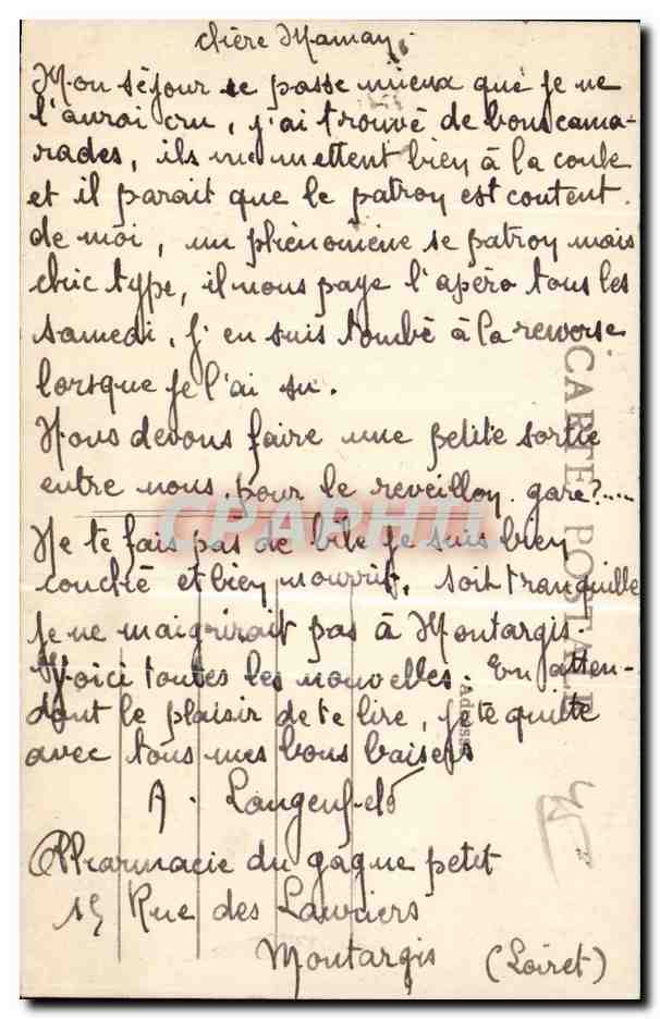 CPA Montargis La Caisse d'Epargne et le jardin de l'hotel de ville — Rückseite