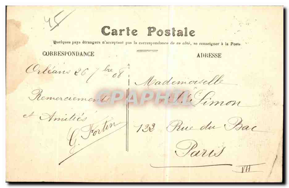CPA Olivet Le Loiret en aval du pont — Rückseite