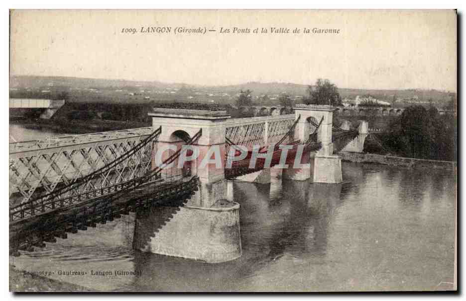 CPA Langon Les ponts et la vallee de la Garonne