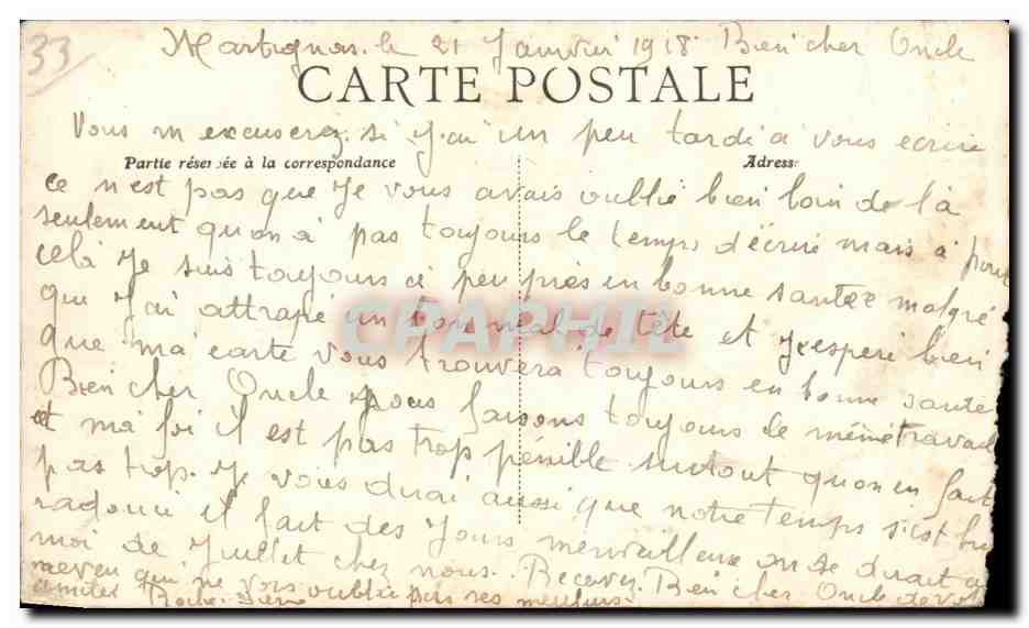 CPA Martignas L'eglise et la mairie — Rückseite