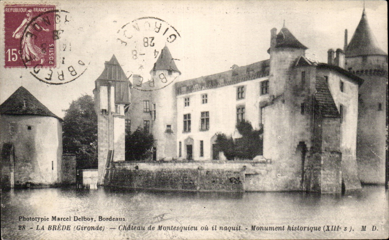 Château de Montesquieu — où il naquit — Monument historique (XIIIe s.) — Phototypie Marcel Delboy, Bordeaux