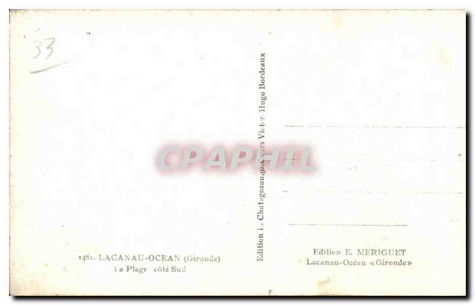 CPSM Lacanau Ocean La plage Cote Sud — Verso