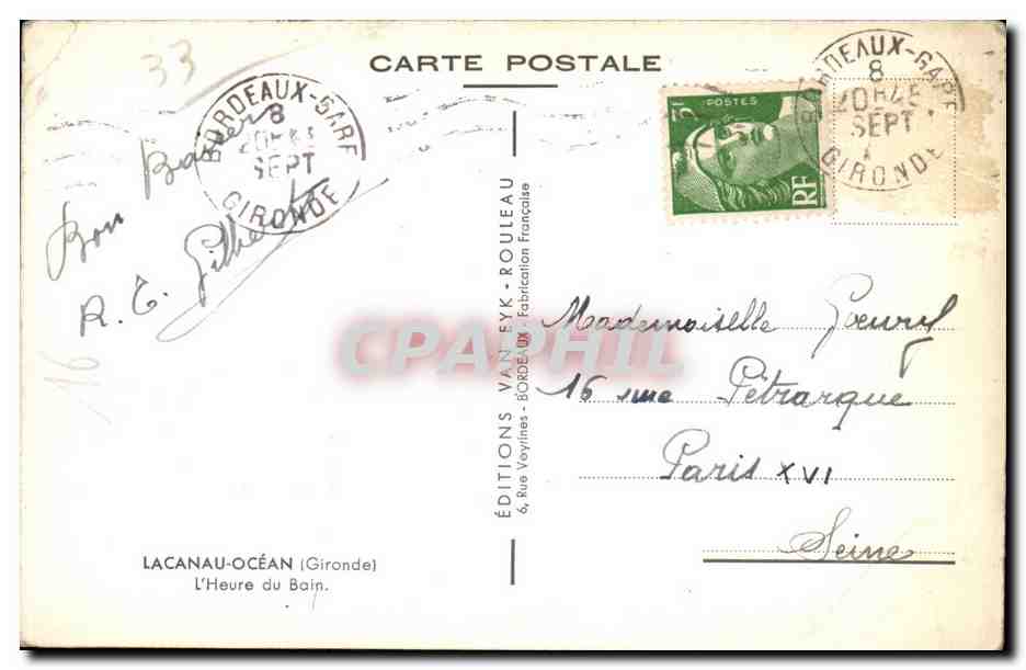 CPSM Lacanau Ocean L'heure du bain — Rückseite