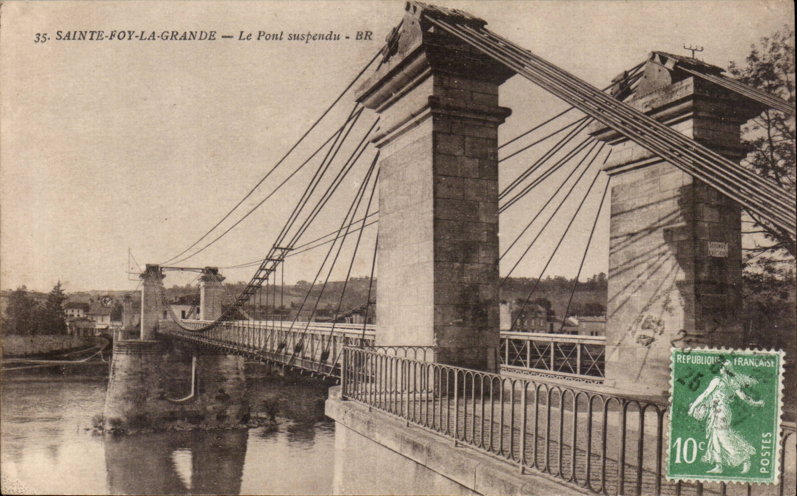 CPA Ste Foy la Grande Le pont suspendu