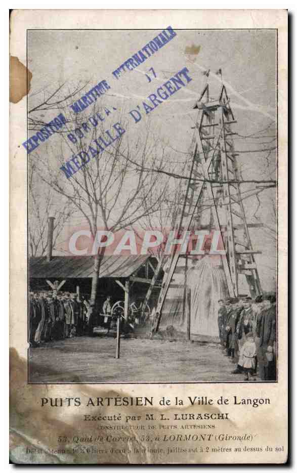 CPA Puits artesien de la ville de Langon execute apr M L Luraschi