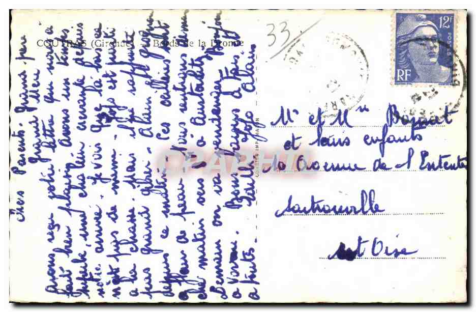 CPSM Coutras Bords de la Dronne — Verso