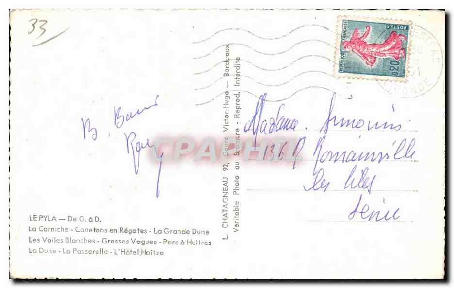 Le Pyla — Vue panoramique — L. Chatagneau, n°33 — Verso