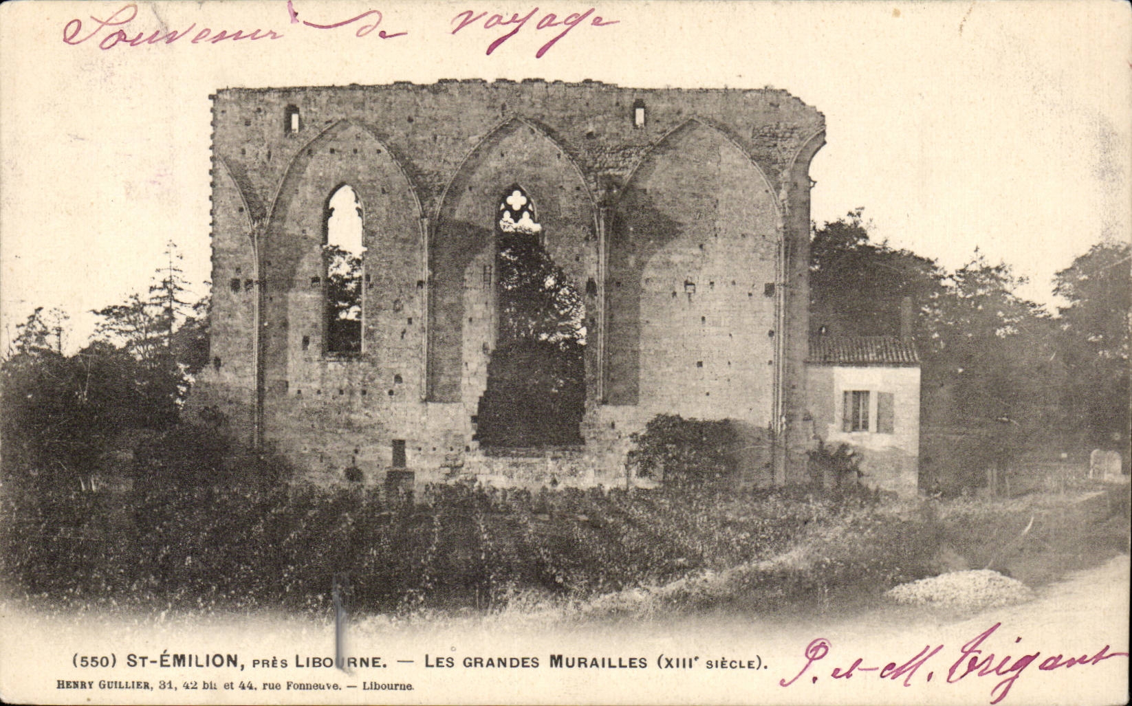 St-Émilion, près Libourne — Les Grandes Murailles (XIIIe siècle) — Henry Guillier, 31, 42 et 44 rue Fonneuve, Libourne