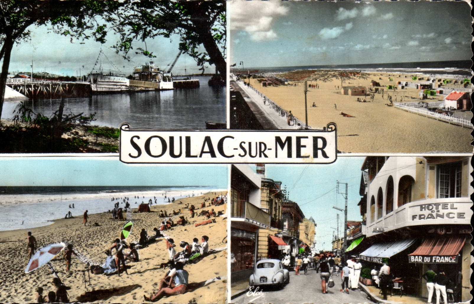 CPSM Soulac sur Mer L'arrivee du bac La promenade de la plage Rue de la plage Hotel de France
