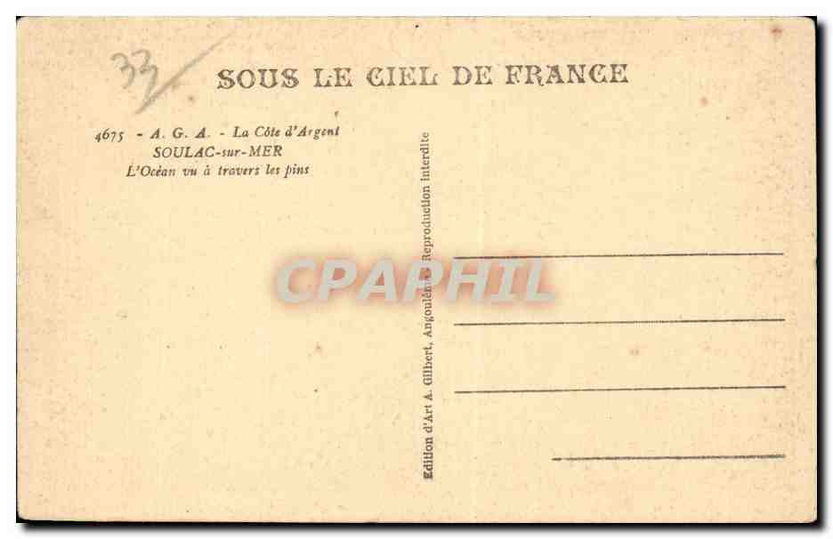 CPA Soulac sur Mer L'ocean vu a travers les pins — Verso