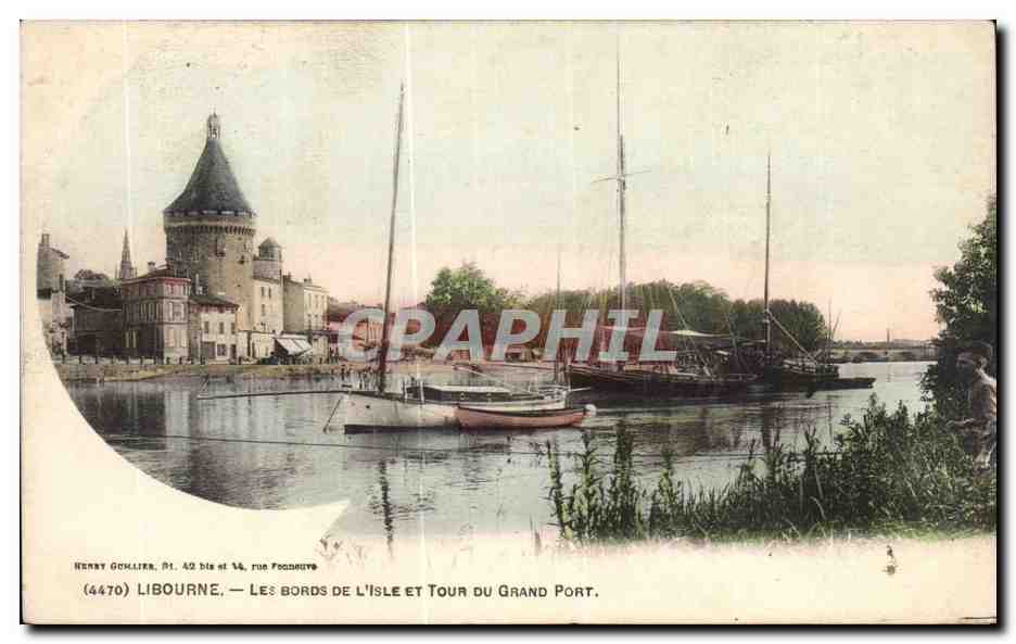 CPA Libourne Les bords de l'Isle et tour du grand pont