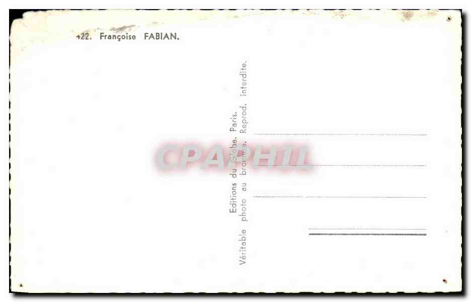 CPSM Cinema Acteur Actrice Francoise Fabian — Back