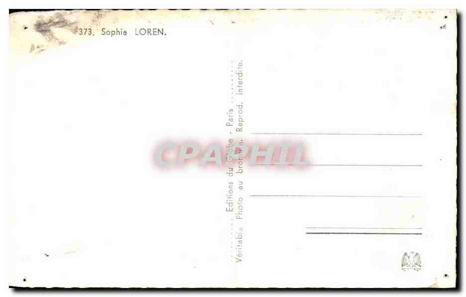 CPSM Cinema Acteur Actrice Sophie Loren — Rückseite