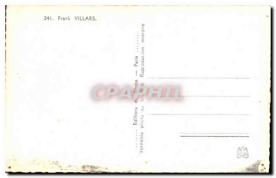 CPSM Cinema Acteur Actrice Frank Villars — Back
