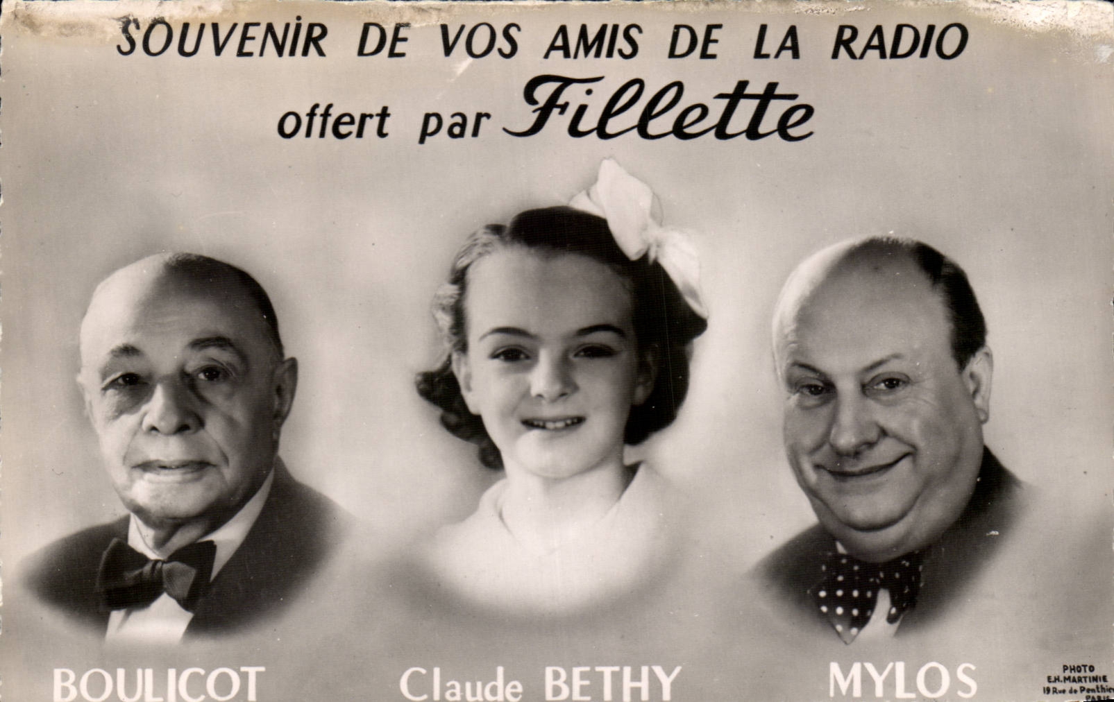 CPSM Cinema Acteur Actrice Souvenir de vos amis de la radio Boulicot Claude Bethy Mylos