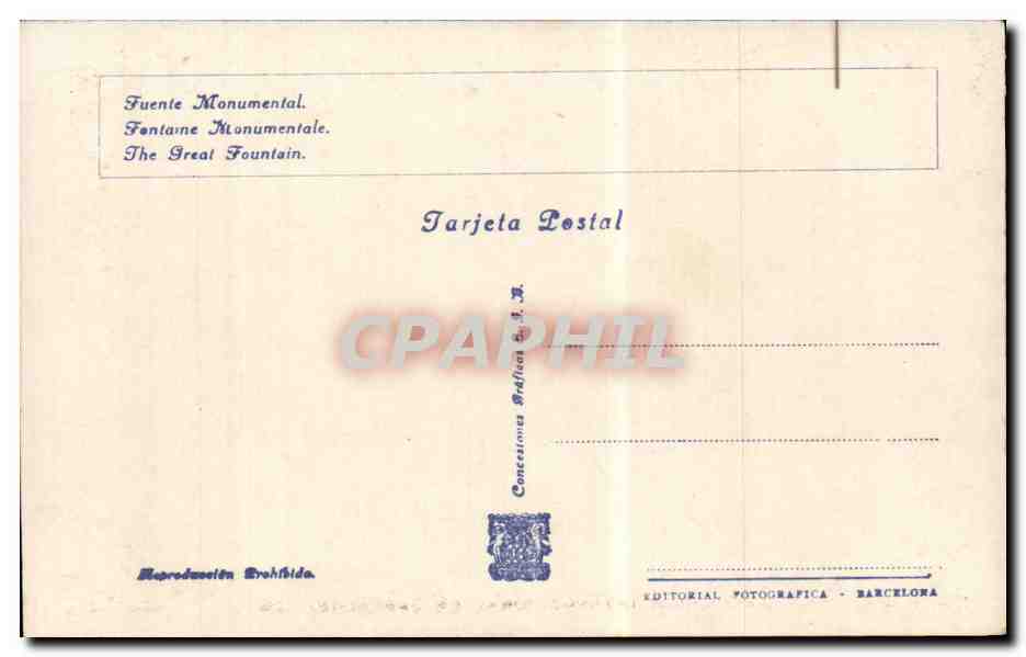 CPA Espagne Espana Spain Exposicion International de Barcelona 1929 — Rückseite