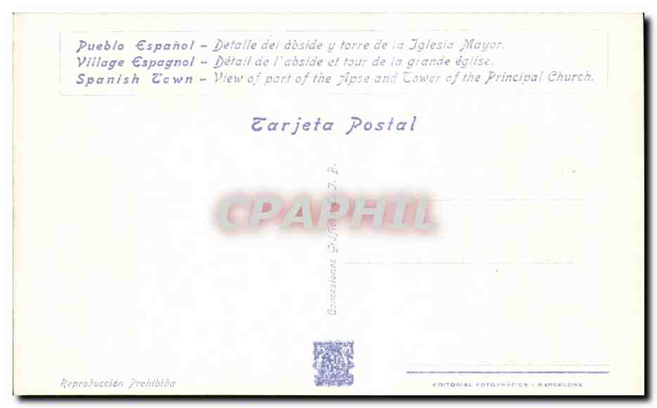 CPA Espagne Spain Espana Exposicion Internacional de Barcelona 1929 — Rückseite