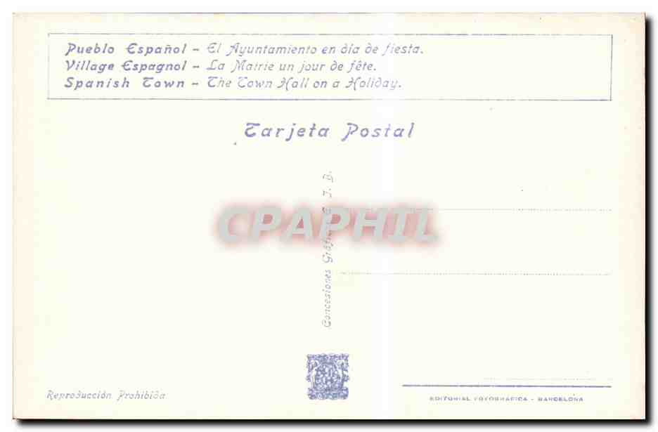 CPA Espagne Spain Espana Exposicion Internacional de Barcelona 1929 — Rückseite