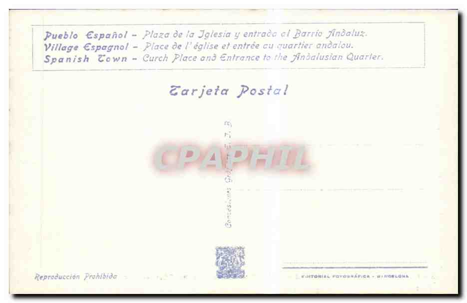 CPA Espagne Spain Espana Exposicion Internacional de Barcelona 1929  — Rückseite