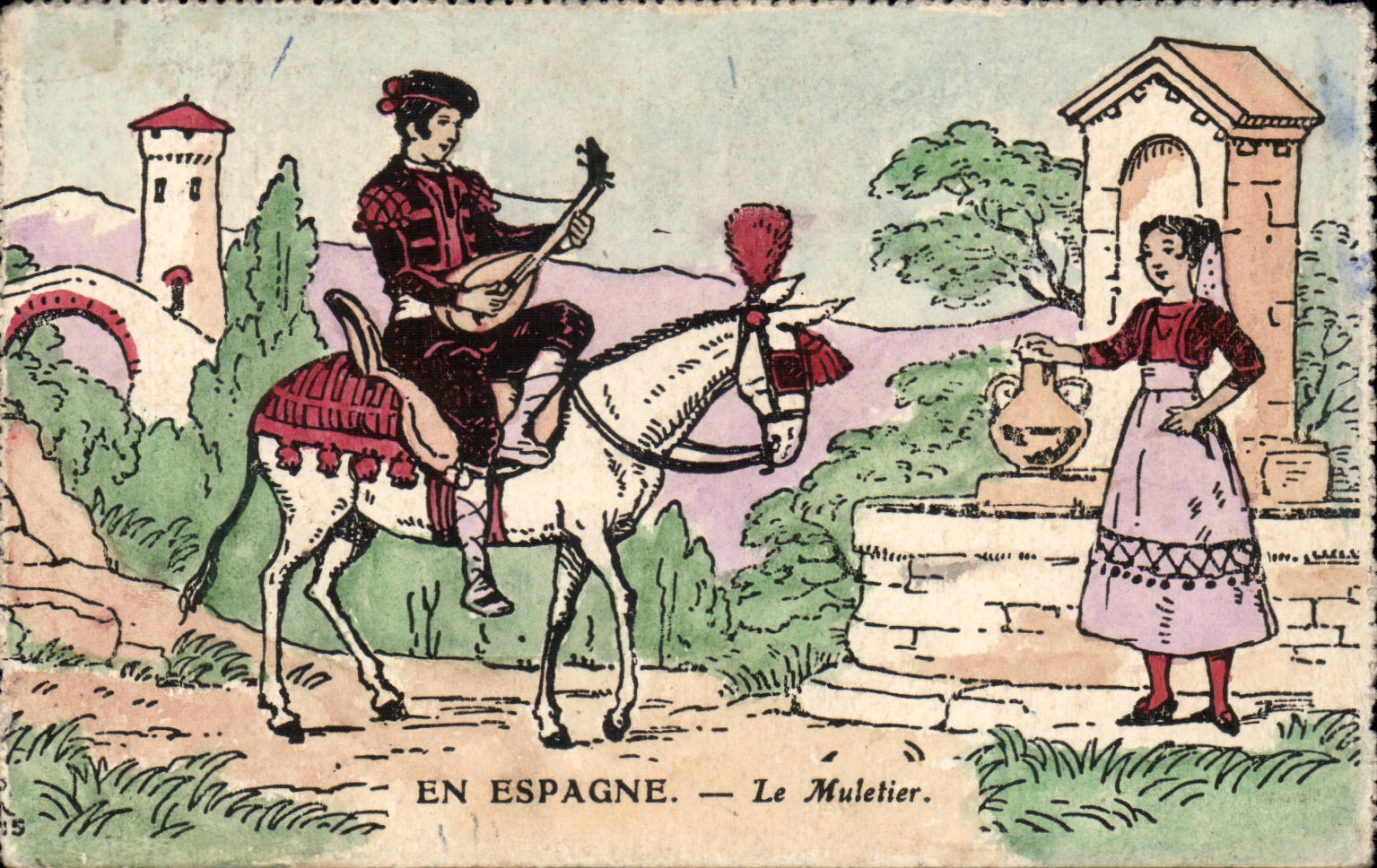 CPA Espagne Spain Espana Le muletier Ane Donkey