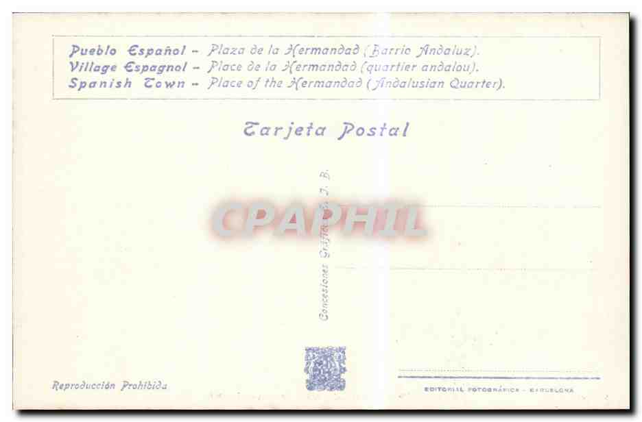 CPA Espagne Spain Espana Exposicion Internacional de Barcelona 1929 El Patio del Farolillo — Rückseite