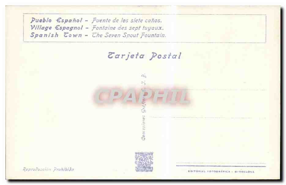 CPA Espagne Spain Espana Exposicion Internacional de Barcelona 1929 — Rückseite