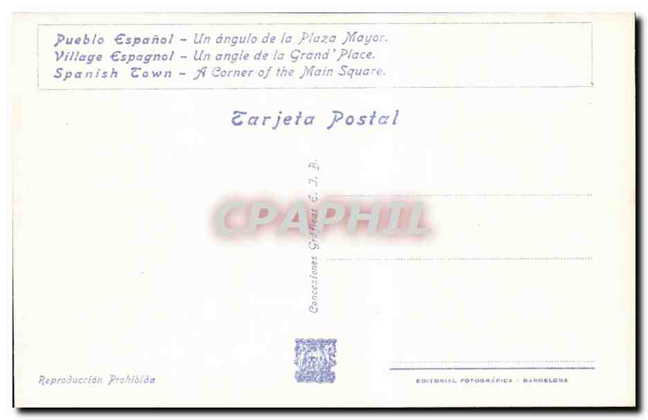 CPA Espagne Spain Espana Exposicion Internacional de Barcelona 1929 — Rückseite