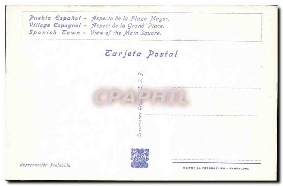 CPA Espagne Spain Espana Exposicion Internacional de Barcelona 1929 — Rückseite
