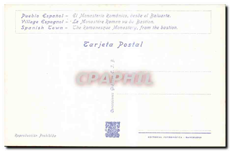 CPA Espagne Spain Espana Exposicion Internacional de Barcelona 1929  — Rückseite