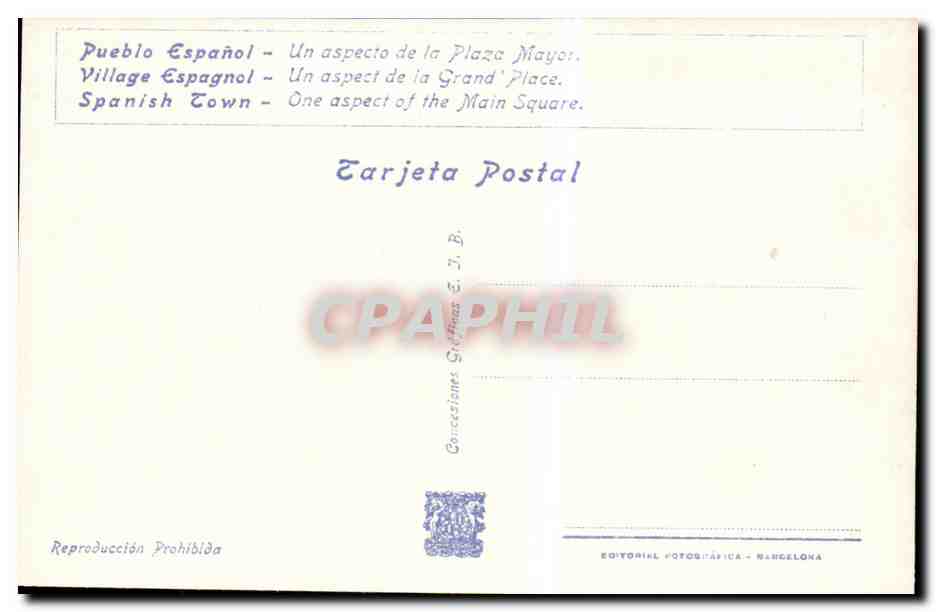 CPA Espagne Spain Espana Exposicion Internacional de Barcelona 1929  — Rückseite