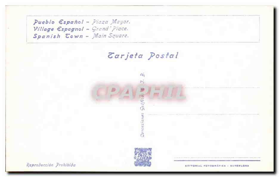 CPA Espagne Spain Espana Exposicion Internacional de Barcelona 1929  — Rückseite