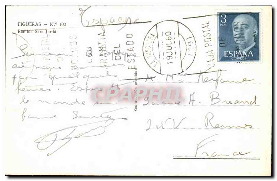 CPSM Espagne Spain Espana Figueras Rrambla Sara Jorda — Back